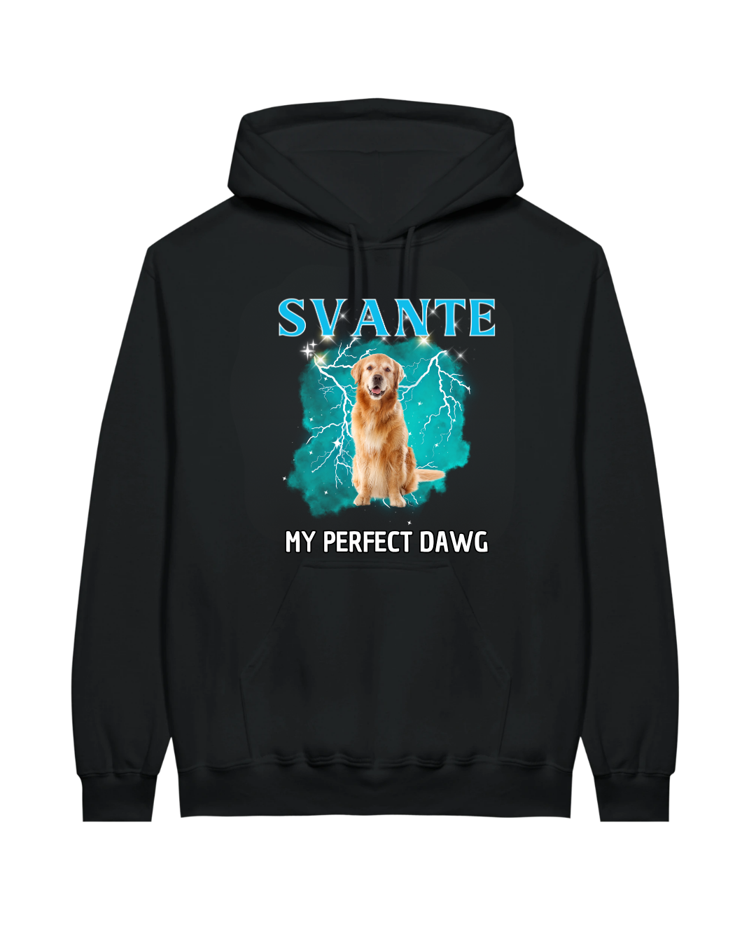 Hoodie med egen bild & text - Ljusblå