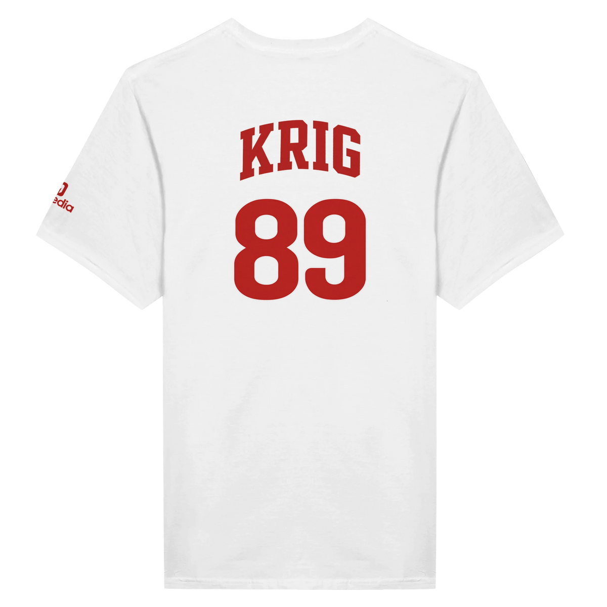 Vit t-shirt med KRIG 89-tryck på ryggen
