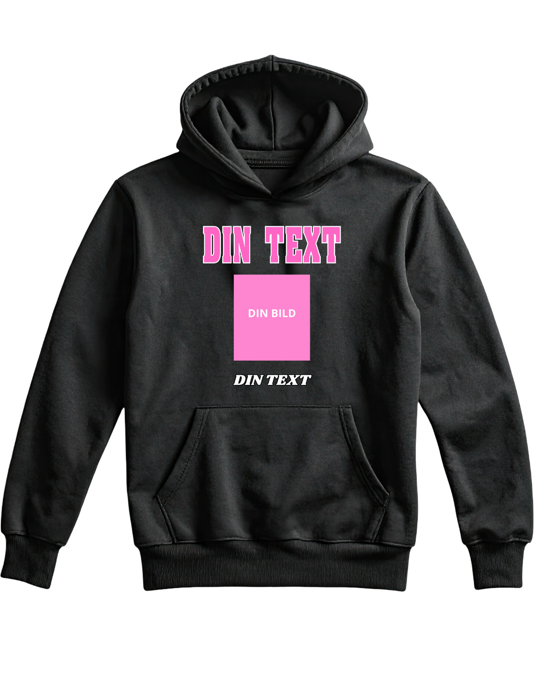 Hoodie med egen bild & text - rosa