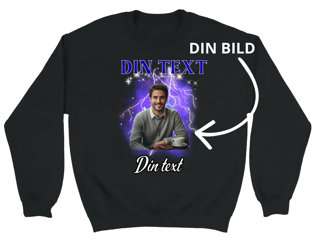Personlig sweatshirt Blå | Använd egen bild Tshirtkingen.se