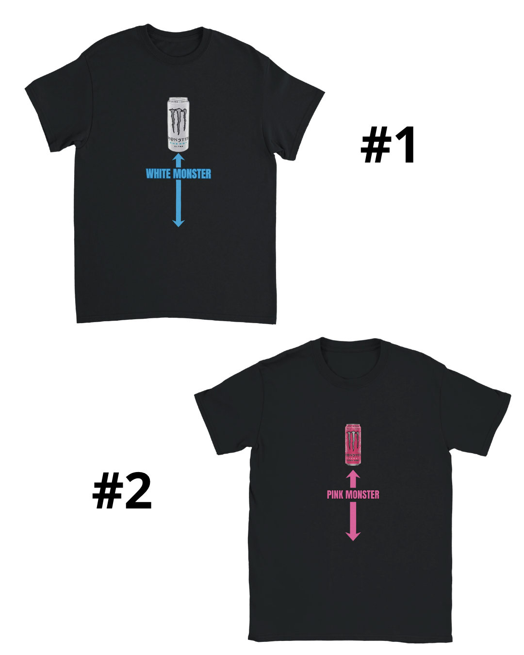 White monster & Pink monster Couple T-shirts