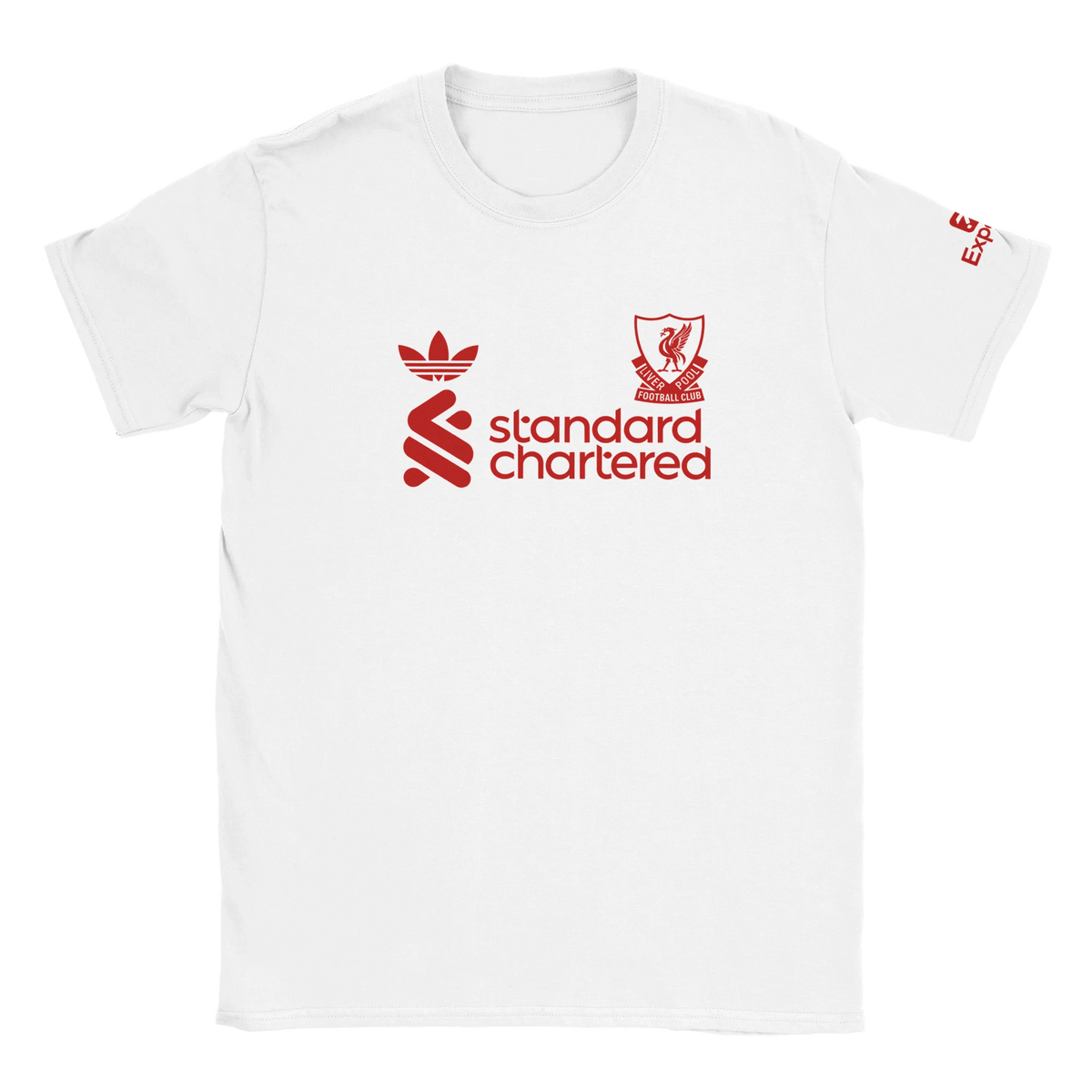 Vit t-shirt med Standard Chartered-tryck framtill