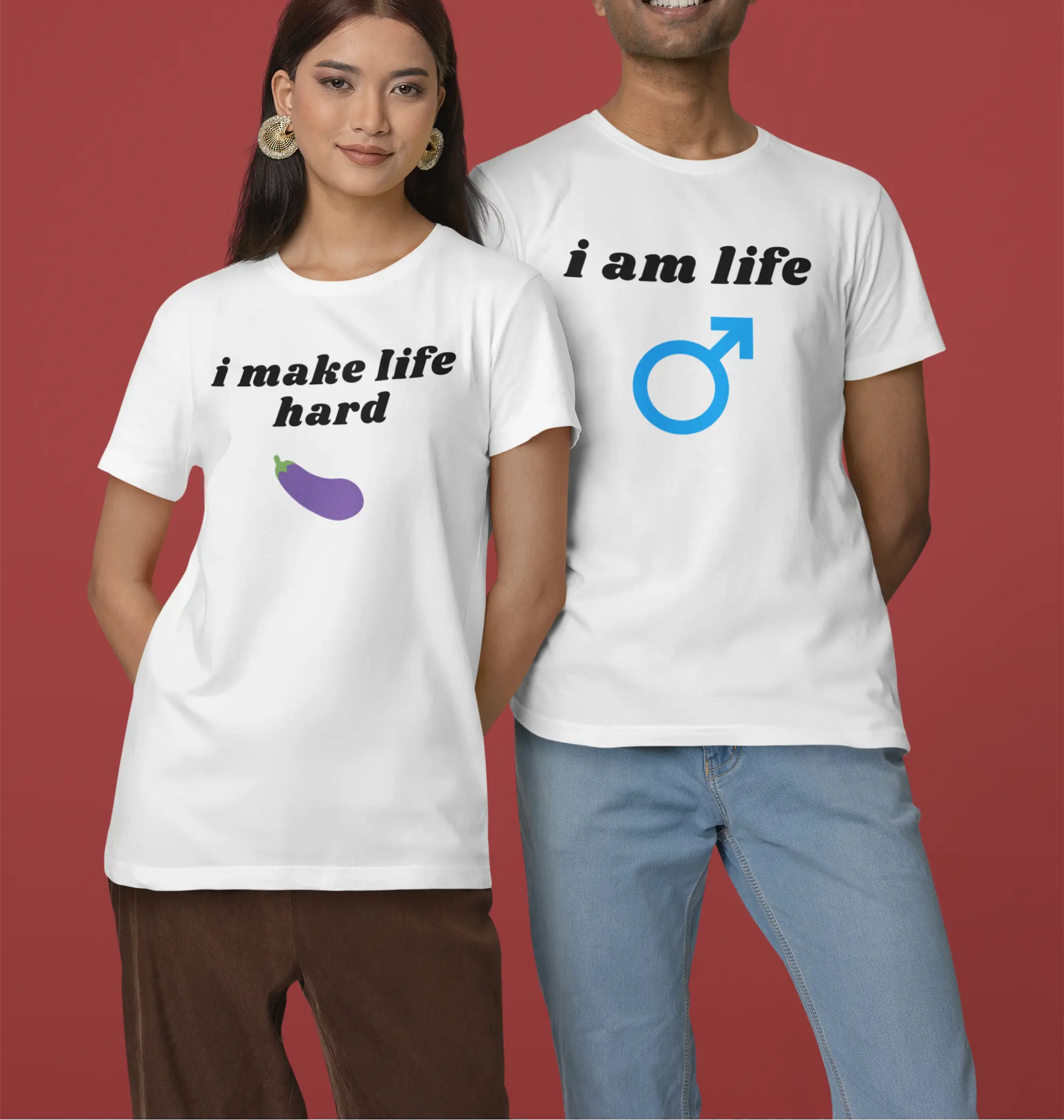 T-shirt | I am life & i make life hard | Par-tröjor (2st) Tshirtkingen.se