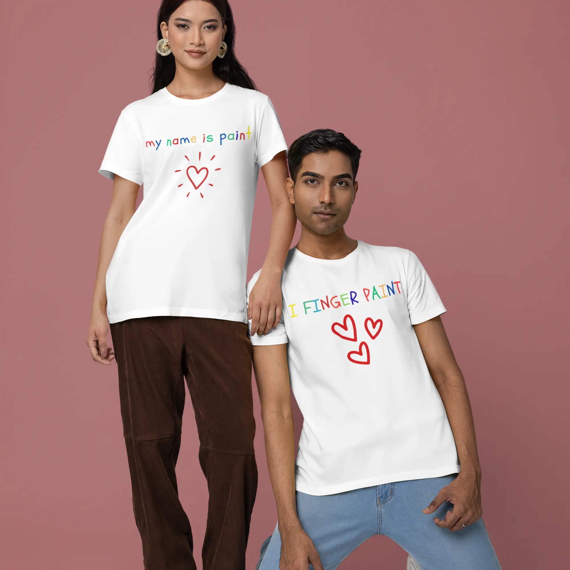 T-shirt | I finger paint & my name is paint | Par-tröjor (2st) Tshirtkingen.se